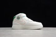 KIDS NIKE AIR FORCE 1 MID 07 WHITE GREEN ORANGE 314193-100 - Image 5