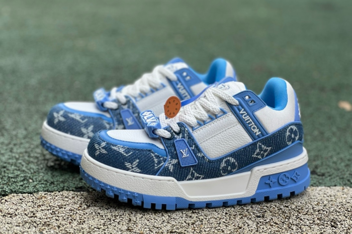 LV TRAINER MAXI White and bule denim - Image 1