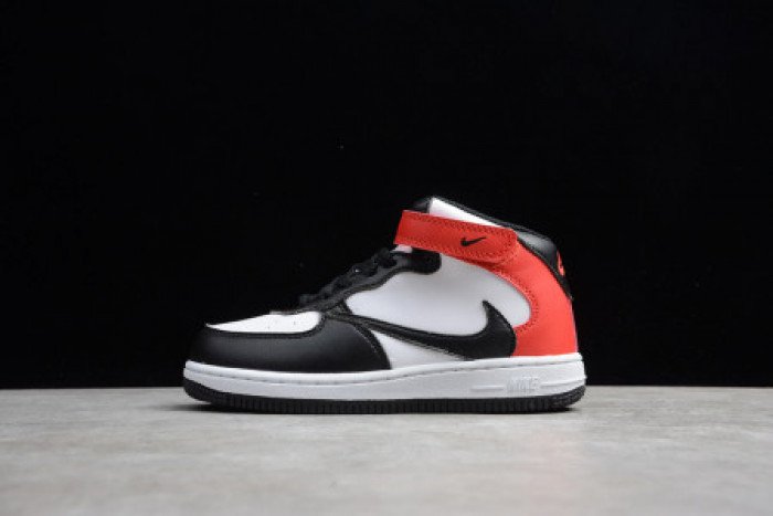 beb3f44b95c884c1e6c1d36a8c37989fcdb2e2cc KIDS NIKE AIR FORCE 1 MID 07 X TRAVIS SCOTT WHITE BLACK RED 314197-016 - Image 4