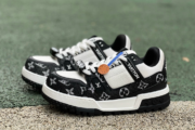 LV TRAINER MAXI White and black denim